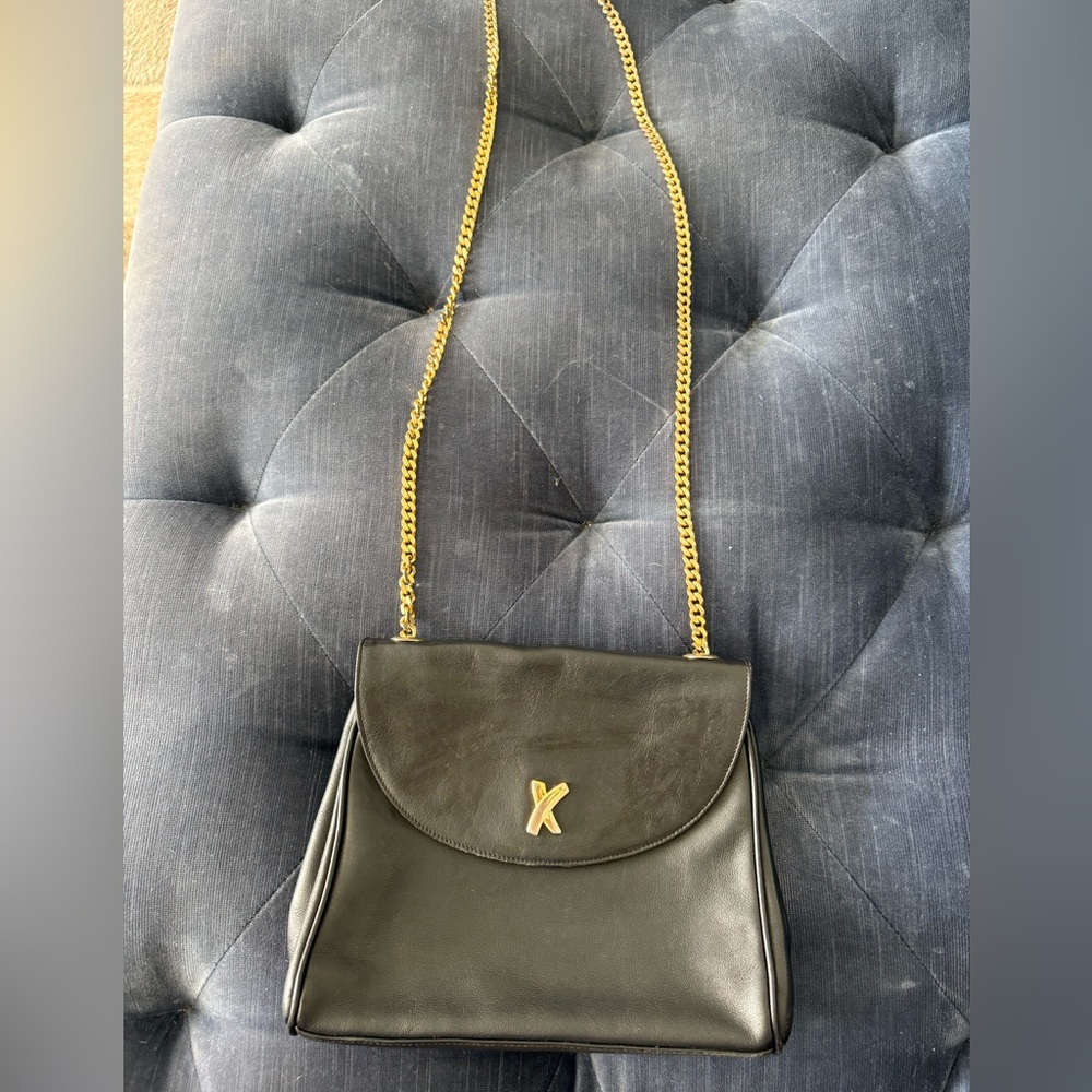 Vintage Paloma Picasso Black Leather Shoulder Bag